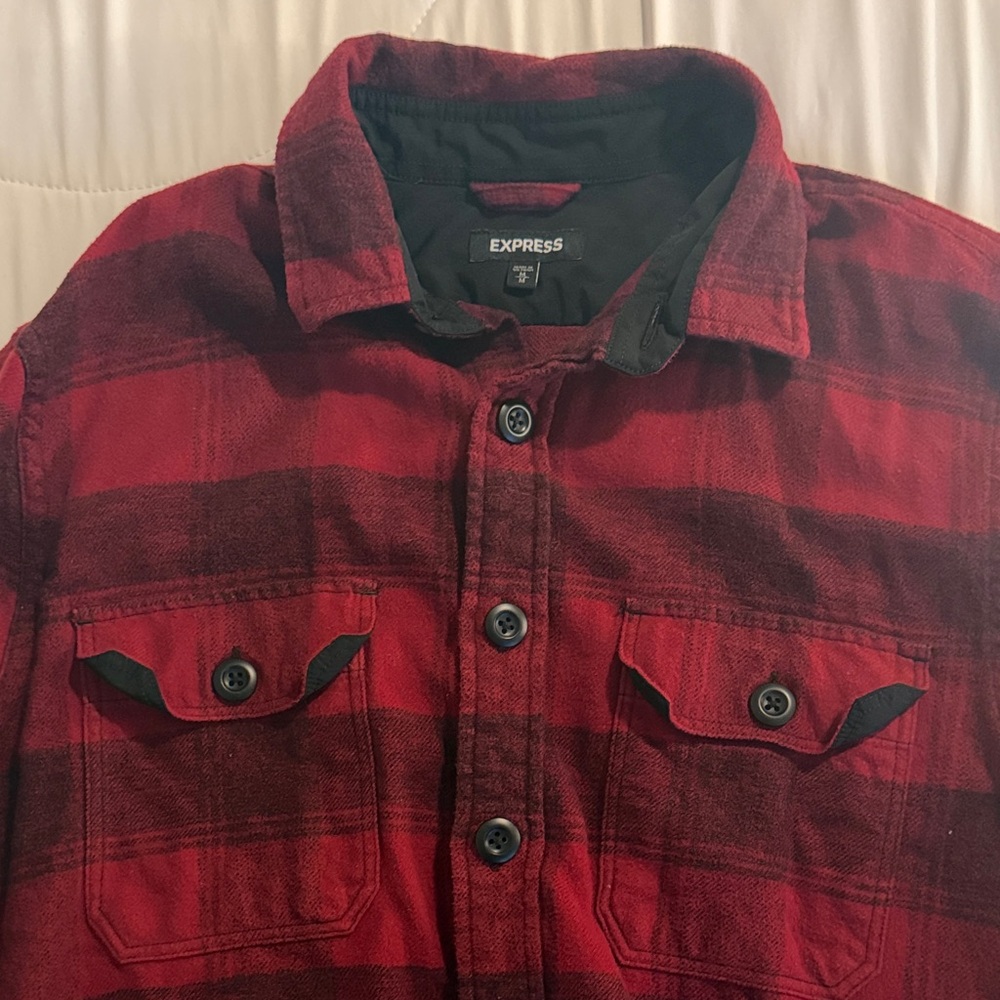 Express Red and Black Flannel Shirt